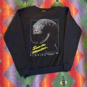 VINTAGE MANATEE NATURE SWEATER FLORIDA GOOD CONDITION MINOR FLAWS SIZE MEDIUM